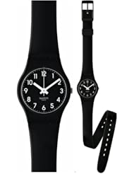 Swatch Womens Originals LB170 Black Rubber Quartz Watch with Black Dial