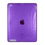 Apple iPad2 16GB,32GB,64GB専用ケース　TPU素材のウェーブデザイン　パープル【２セット】＝【ケース＋液晶保護フィルム】