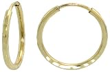 10k Yellow Gold Thin Diamond Cut Hoop Earrings, 9/16 (14mm) diameter
