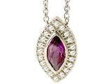 18K White Gold 16 Cable-Chain Marquise-Shape Amethyst Diamond Necklace, Enhanced with Pave Set Diamonds.