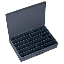 Durham 099-95-IND Gray Cold Rolled Steel Individual Adjustable Compartment Large Horizontal Box, 18" Width x 3" Height x 12" Depth
