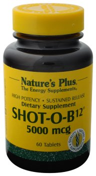 Nature's Plus - Shot-O-B12, 5000 mcg, 60 tablets
