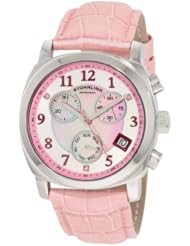 Stuhrling Original Womens 246.1115A9 Vogue Audrey Fiorenza Swiss Quartz Chronograph Swarovski Crystal Mother-Of-Pearl Pink Watch