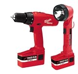 Milwaukee 0502-25 12 Volt 3/8-Inch Driver/Drill 0-360/1100 RPM, T-Handle with Two Batteries, Charger, Work Light & Case