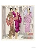 Three Women in Crepe Satin Lingerie by Premet (Lace by Racine) Chat Casually of This and That Art Giclee Poster Print, 18x24