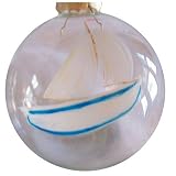 ArtisanStreet's Blue & White Sailboat Ornament. Hand Painted Glass Ball. For Christmas Tree Or Stocking Stuffer. Made To Order & Signed By Artisan.