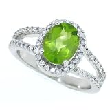 1.45ct Checkerboard Faceted Peridot Ring in 14Kt White Gold