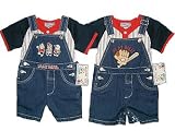 Infant Boys Denim Emroidiery Shortall 2-PC Sets. (Prepack=24 Sets Assorted Sizes/Emb. Designs, Each $6.50)