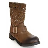 Studded Cowboy Round Toe Low Heel Boot