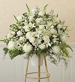 Flowers - All-White Sympathy Standing Basket - Medium
