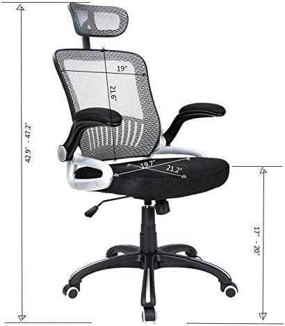 Ergonomic Color Mesher High Back Mesh Executive & Managerial Computer Desk Swivel Office Chair with Headrest and Flexible Arm Rest (SILVER)