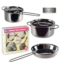 Children s Stainless Steel Cookware Set 5 Pc Gift Set including Saut Pan Stock Pot and Sauce Pan Perfect Gift Idea 