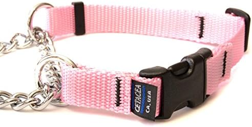 Franks Deals® Large Chain Dog Collar Martingale w/ Quick Release Martingale w/ Quick Release Baby Pink