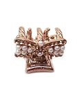 Tri petal gold clip with gems and pearls