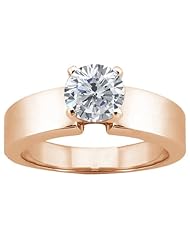 0.50 Ct Round H/I I1 Diamond 18K Rose Gold Ring