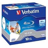 Verbatim 43736 BD-R Dual Layer Blu-Ray Rohlinge (50 GB, 6x bedruckbare Oberfl&auml;che 10er Pack) Jewel Case