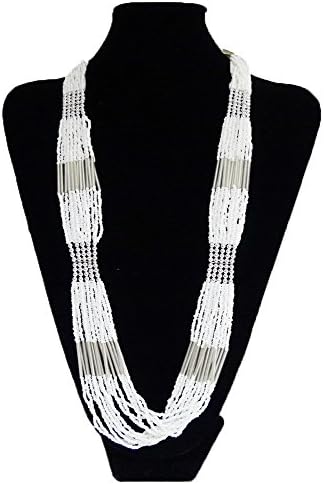 SPICY'S Fashion 30" Long Necklace Statement Retro Boho Style (White)