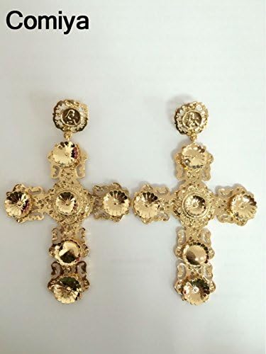 Sweet Brownie Comiya fashion Big gold filled india cross earrings for women pendientes largos statement earring cc brincos indian jewelry