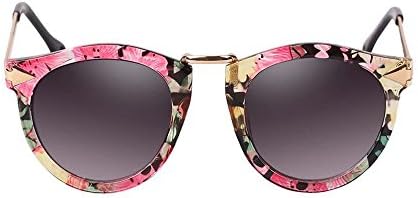 Ms. tide round face avant-garde fashion retro sunglasses polarized sunglasses myopia (Red Floral)