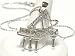 Beautiful Replica Outline Grand Piano Charm Necklace Silver Tone with Ice Crystals