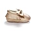 LIVEBOX Infant Baby Girls' Bow Mocassins Soft Sole Anti-Slip Tassels Prewalker Toddler Shoes (L: 12~18 Months, Golden)