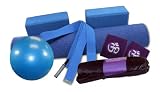 GoGo Navy Yoga Kit with Sticky Mat, Blocks, Strap, Mat Bag, Ball, Pump & Yoga Wristbands