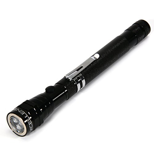 Xcellent Global Portable Extendable Magnetic Telescopic 3 LED Flashlight Pick-up Work Light Flashlight Magnetic (Head and Bottom) Pick Up Torch with Batteries (additional 4 Bonus batteries included) LD052
