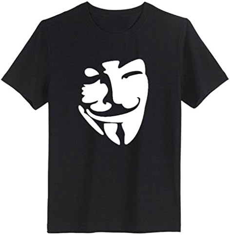 Easy Mens Summer Cool Smile Solid Color Cotton Casual Pullover T-Shirt 2XL Black