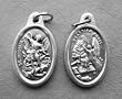 St. Michael and Guardian Angel Medal Oxidized-silver15/16" X 5/8" 24 Mm X 16 Mm.. Comes with an 18" Chain.