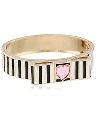 Betsey Johnson "Paris is Always a Good Idea" Striped Hinged Bangle Bracelet, 8"