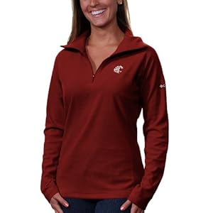 NCAA Columbia Washington State Cougars Womens Glacial Fleece Half Zip Sweatshirt - Crimson (Large)