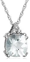 10k White or Yellow Gold Gemstone Cushion Cut Diamond Pendant