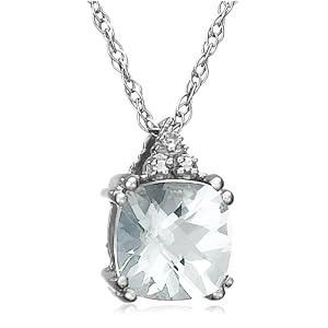 Buy 10k Choice of White or Yellow Gold, March Birthstone, Aquamarine and Diamond Pendant by Amazon.com Collection