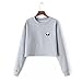 Fedi Apparel Womens Long Sleeve Hoodie Pullover Blouse Pattern Sweatshirt Grey