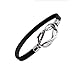 Stylish Black Leather Bracelet Stainless Steel Jewelry for Women and Men