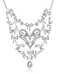 Betsey Johnson "Stone & Pearl" Crystal Bib Necklace, 19"