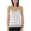 Juniors' Xhilaration® Striped Tank - True White Ground/ Heather Gray