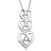 Sterling Silver Diamond Vertical Triple Heart Pendant (0.1 cttw, I-J Color, I3 Clarity), 18