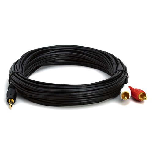 3.5 MM Stereo Male to Two RCA Male Cable 25 ft