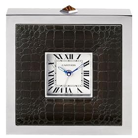 Cartier Desk clock with engraved crocodile scales d�cor W0100055