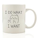 I Do What I Want Cat Funny Coffee Mug - Unique Birthday Gifts For Men or Women, Him or Her - Cool Present Idea For Cat Lovers, Mom, Dad, Kids, Son, Daughter, Husband or Wife