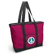 Peace Sign Tote Bag Rich Pink Peace Signs - For Travel or Beach Best Unique Gift Ideas for Her, Women, or Ladies
