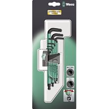 Wera Hexagon 950 SPKL/9 SB L-Key Set, BlackLaser, Ballpoint Hex Key, 9 Piece
