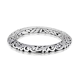 41XZQ%2BO5NwL. SL160  Sterling Silver Bali Inspired Filigree Bangle Bracelet