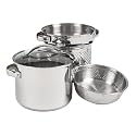 Gordon Ramsay by Royal Doulton Stainless-Steel 8-Quart Pot with Pasta Insert, Steamer Basket, and Lid