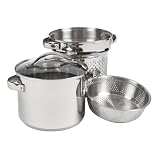 Gordon Ramsay by Royal Doulton Stainless-Steel 8-Quart Pot with Pasta Insert, Steamer Basket, and Lid
