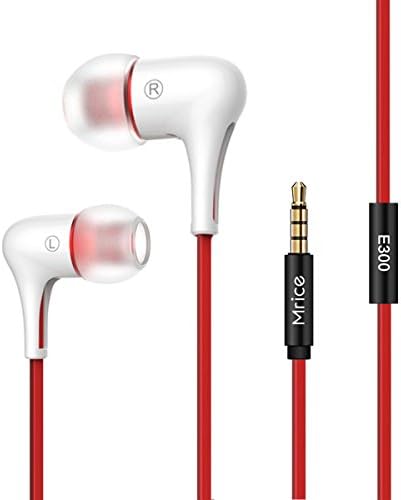 Mrice E300 In-Ear Earbuds Earphones with Enhanced Bass for iPhone,Smartphone Noise Cancelling and Triangle Cable Tangle-Free Headphones Headset-White