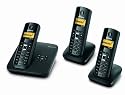 Siemens Gigaset A585 Trio, DECT Schnurlostelefon (mit 3 Mobilteilen inkl. Ladeschale) pianoschwarz