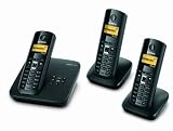 Siemens Gigaset A585 Trio, DECT Schnurlostelefon (mit 3 Mobilteilen inkl. Ladeschale) pianoschwarz - 