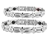 Anti-fatigue Magnetic Bracelets Titanium Stainless Steel for Couples (One Pair, Valentine's Gift)